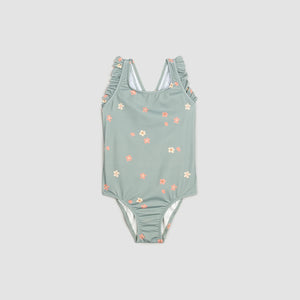 Floral Print on Dusty Green One-Piece Swimsuit
