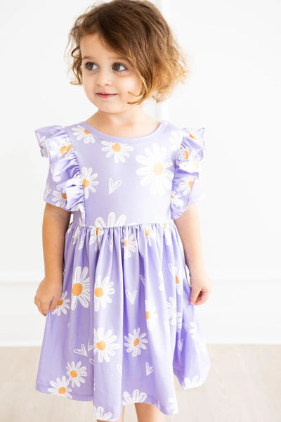 I Heart Daisies Short Sleeve Twirl Dress