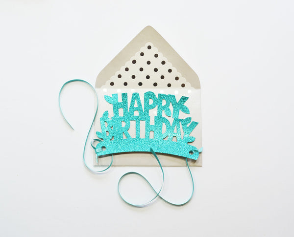 Happy Birthday Glitter Crown Card - Little Owly