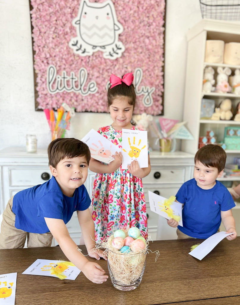 Easter Egg Coloring and Handprint Chick Cards