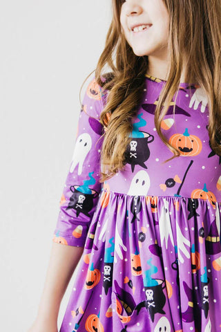 No Tricks, Just Treats 3/4 Sleeve Pocket Twirl Dress