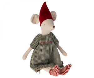 Medium Girl Christmas Mouse in Dress