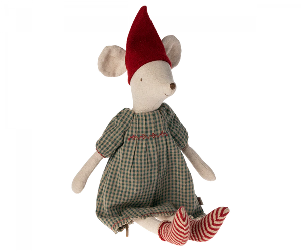 Medium Girl Christmas Mouse in Dress