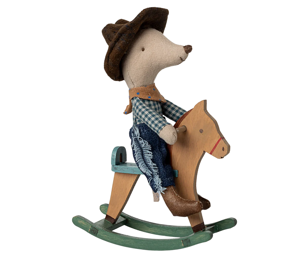 Little Brother Cowboy Mouse on Rocking Chair