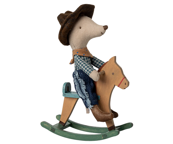 Little Brother Cowboy Mouse on Rocking Chair