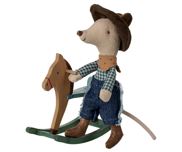 Little Brother Cowboy Mouse on Rocking Chair