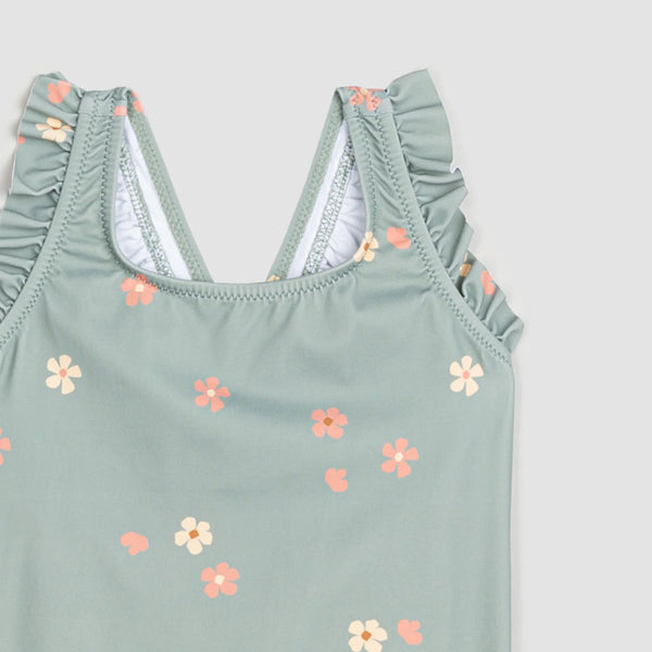Floral Print on Dusty Green One-Piece Swimsuit