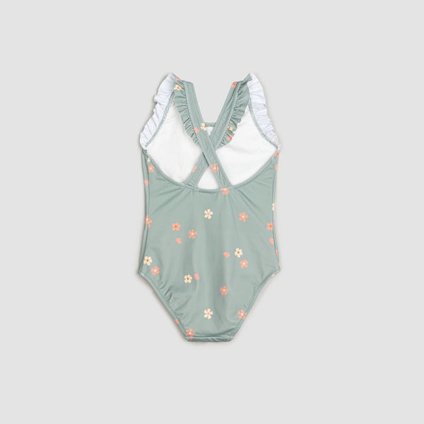 Floral Print on Dusty Green One-Piece Swimsuit