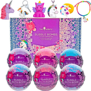 Unicorn Kids Bath Bombs Gift Set with Toys Inside – 6 Pack