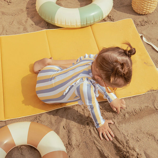 Sunrise & Blue Striped Long-Sleeve One-Piece Swimsuit