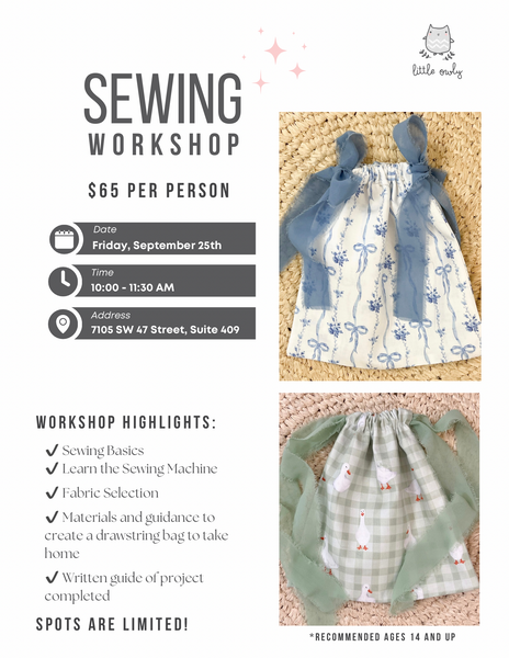 Sewing Workshop — Friday, September 25th or Sunday, September 27th