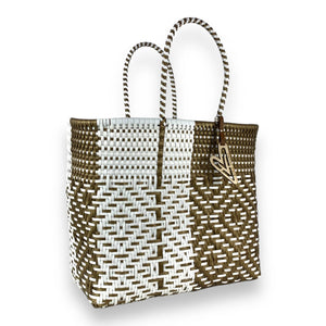 Maria Victoria Large Duo Tote in White/Gold