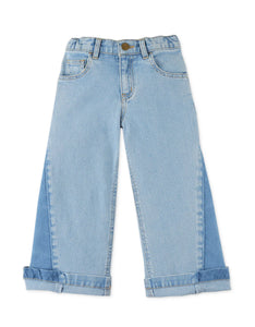 Girls Wide Leg Denim Jeans with Side Vents