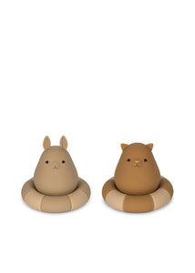 2 Pack Silicone Bath Toys Swim Ring in Warm Clay Mix