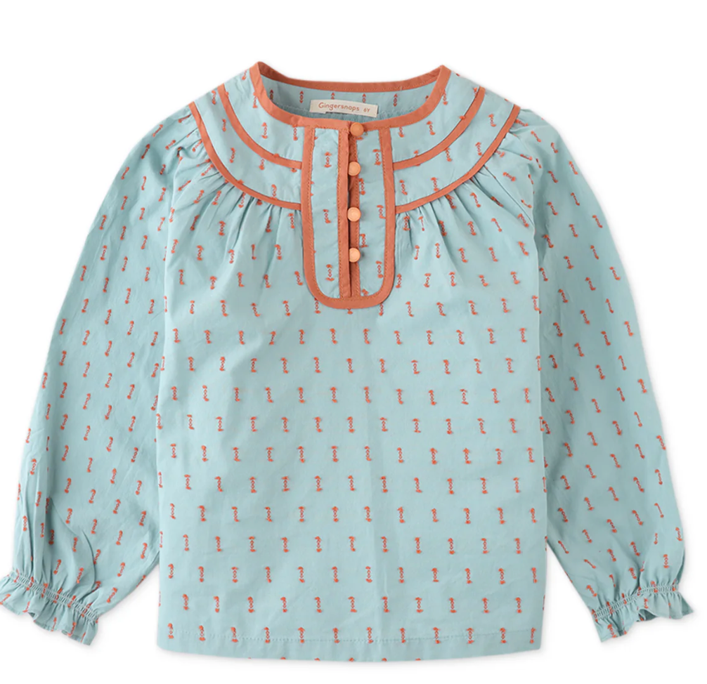 Girls Dotted Top with Contrast Trim