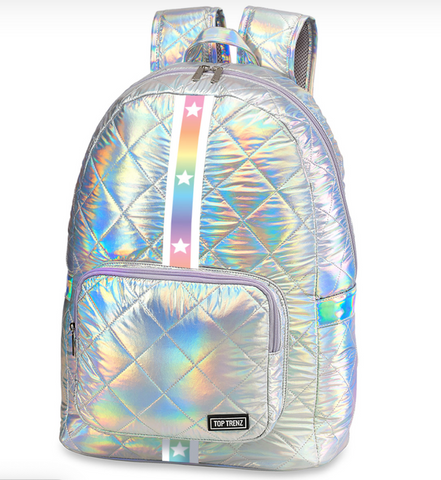 Iridescent Puffer Backpack Gradient Star