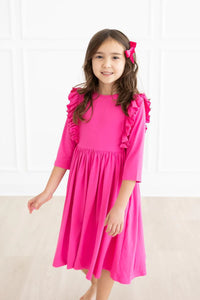 Hot Pink Twirl Ruffle Dress
