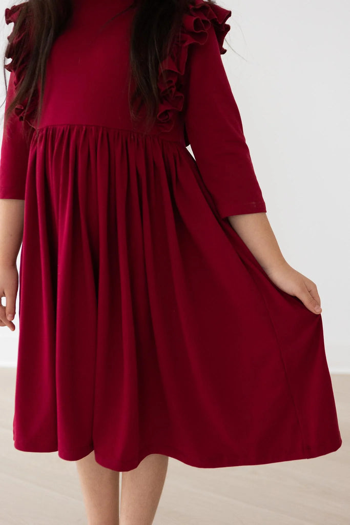 Burgundy Ruffle Twirl Dress Little Owly Burgundy Ruffle Twirl Dress Little Owly
