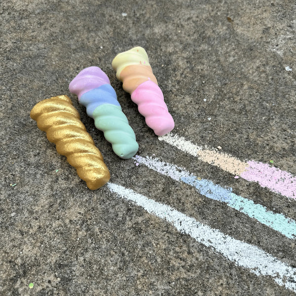 Rainbow Unicorn Horn Set of 3  Handmade Sidewalk Chalk
