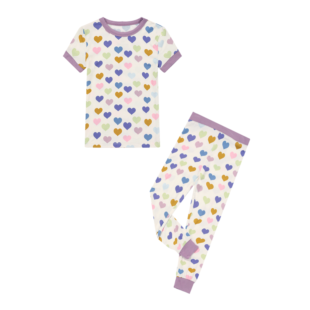 Little Love Valentine's Day Toddler Kids Bamboo Pajamas Set Purple