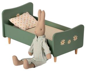 Wooden Bed in Mint Blue for Dollhouse
