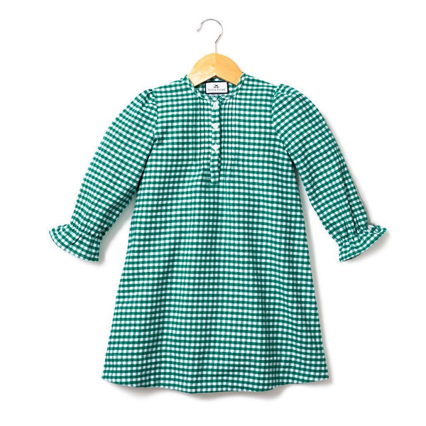 Green Gingham Flannel Beatrice Nightgown - Little Owly