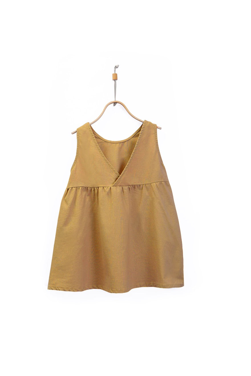 Mustard Linen Cotton Blend Dress - Little Owly