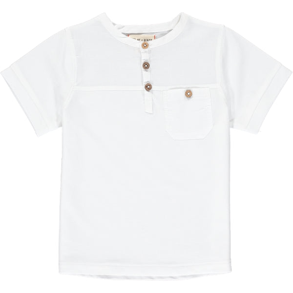White Pique Henley Shirt