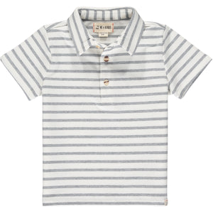 White and Grey Striped Polo