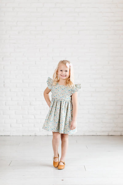 Pinafore Dress in Pond Floral