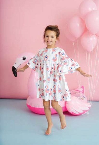 Flamingo Dress with Sleeves - Little Owly
