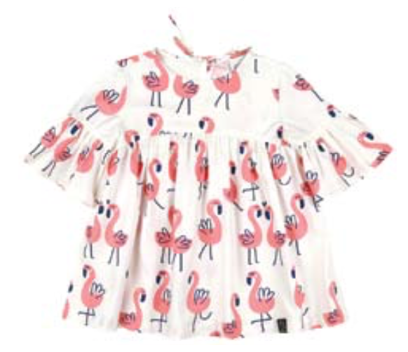 Flamingo Dress with Sleeves - Little Owly