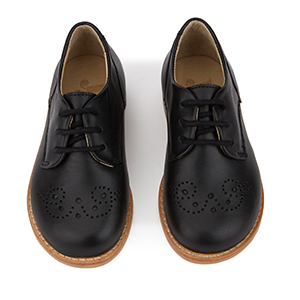 Brogue Black Baby Leather Shoe - Little Owly