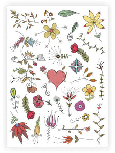 Flowers with Hearts Temporary Tattoo - Little Owly