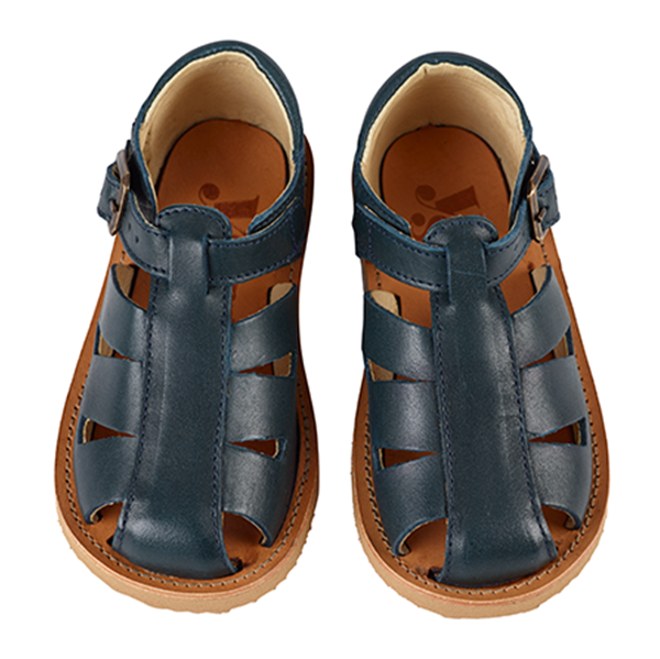 Frankie Fisherman Navy Child Leather Shoes - Little Owly