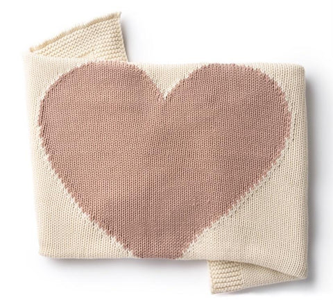 DH Heart Natural/Pink Baby Blanket